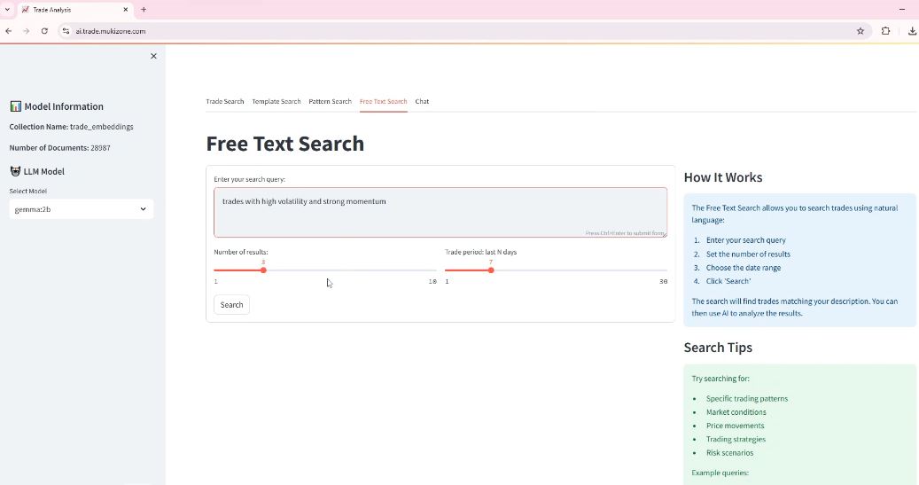 Free Text Search with LLM Chat