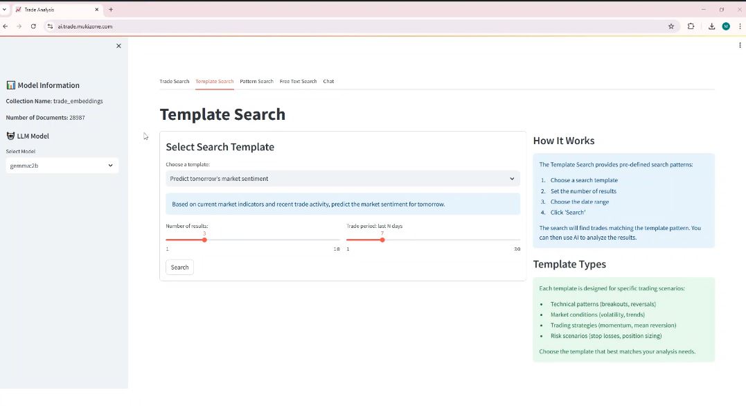 Template Search with LLM Chat